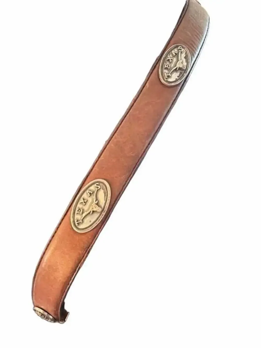 Vintage Brown Leather Western Belt with Texas Longhorn Conchos